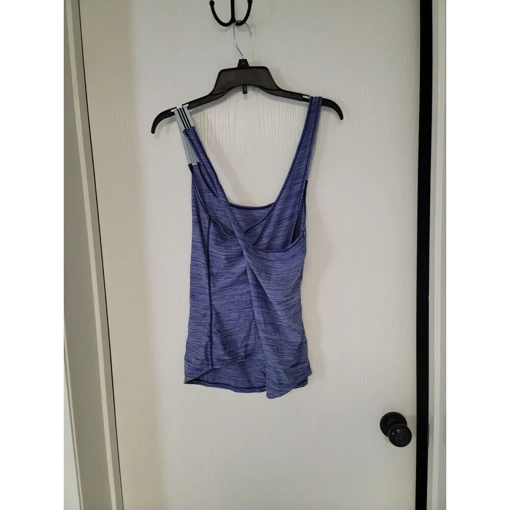 womens purple patterned adidas x cross back climalite athletic tank top - size L